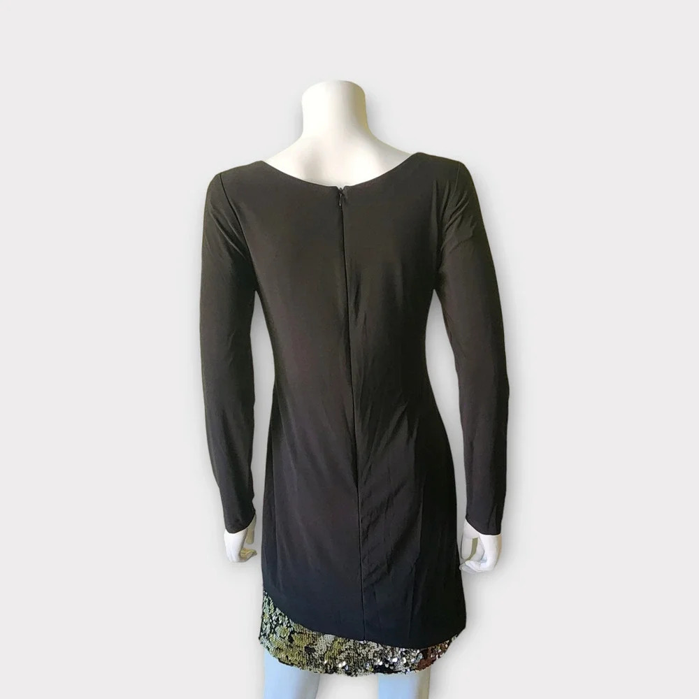 Betsy & Adam Womens Mini Cocktail Dress Size 6 Reversible Sequins Long Sleeve - Picture 4 of 11